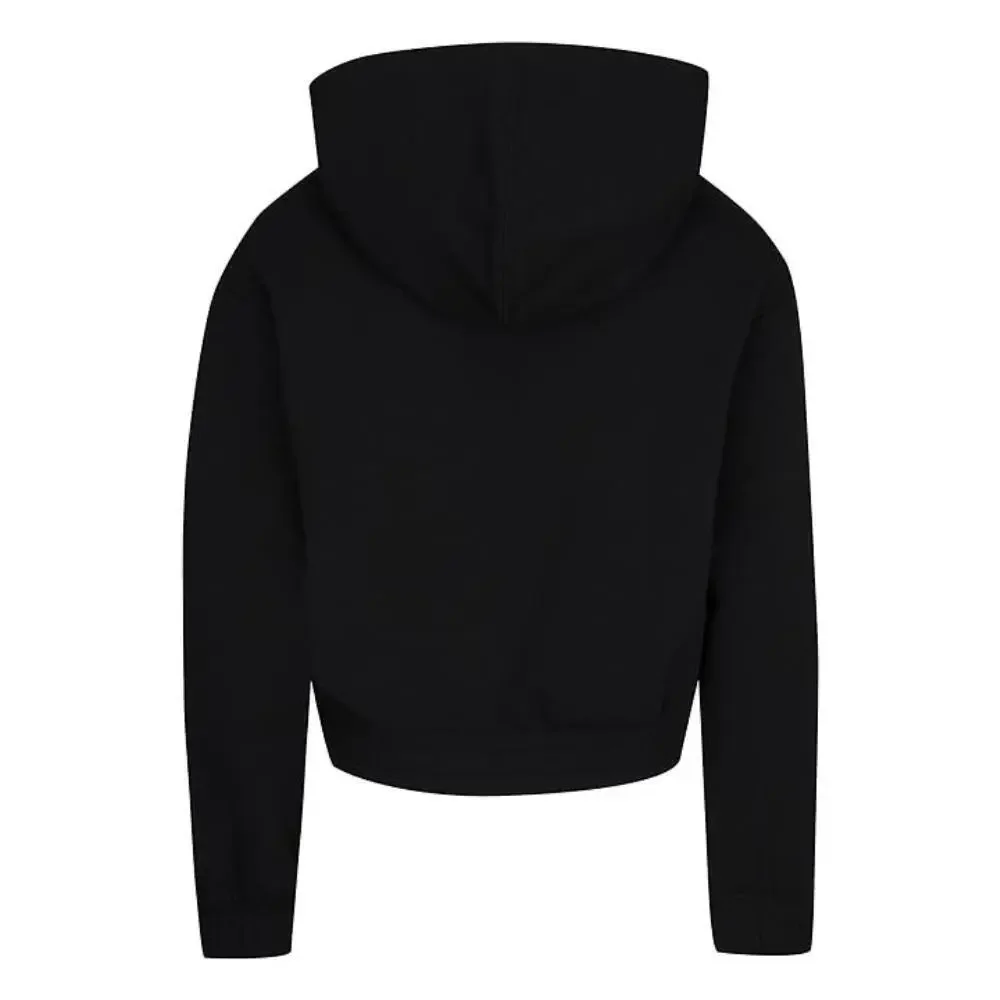 Converse Hoodie Girls Medium Black Stretch Drop Shoulder Full Zip Cropped RED574